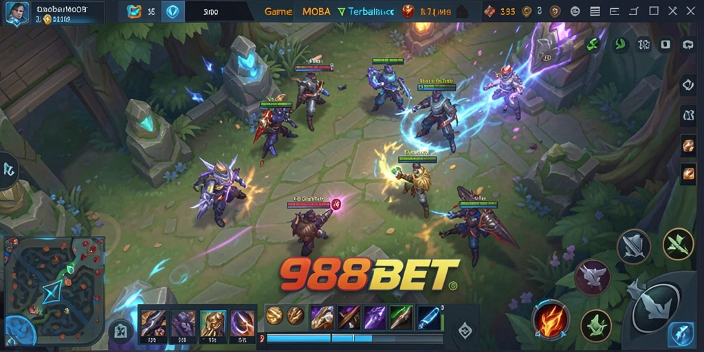 Tangkapan layar menampilkan aksi seru dalam permainan MOBA 988BET.