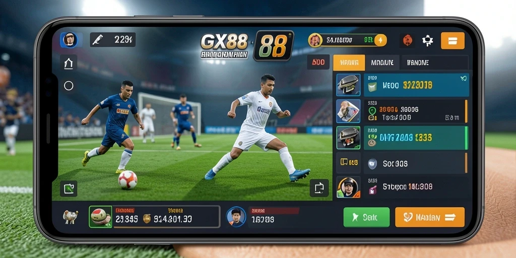 Tampilan antarmuka aplikasi GX88 saat taruhan olahraga.