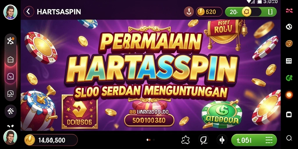 Tampilan gameplay HARTASPIN yang menggembirakan dan penuh warna.