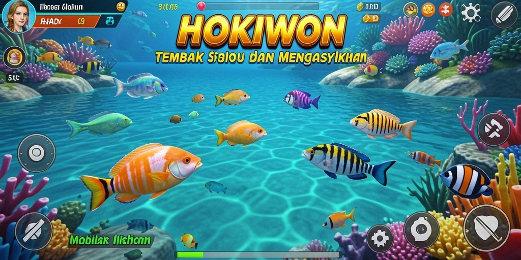Screenshot HOKIWON menampilkan aksi seru berburu ikan.