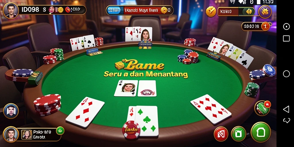 Tampilan gameplay Poker yang seru dan interaktif.