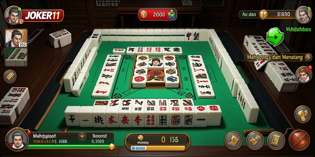 Tampilan menarik dari gameplay Mahjong di JOKER11.