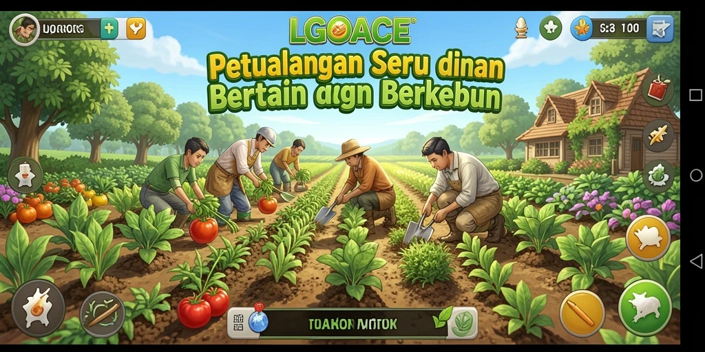 Gambar menunjukkan gameplay seru LGOACE dengan aktivitas bertani.