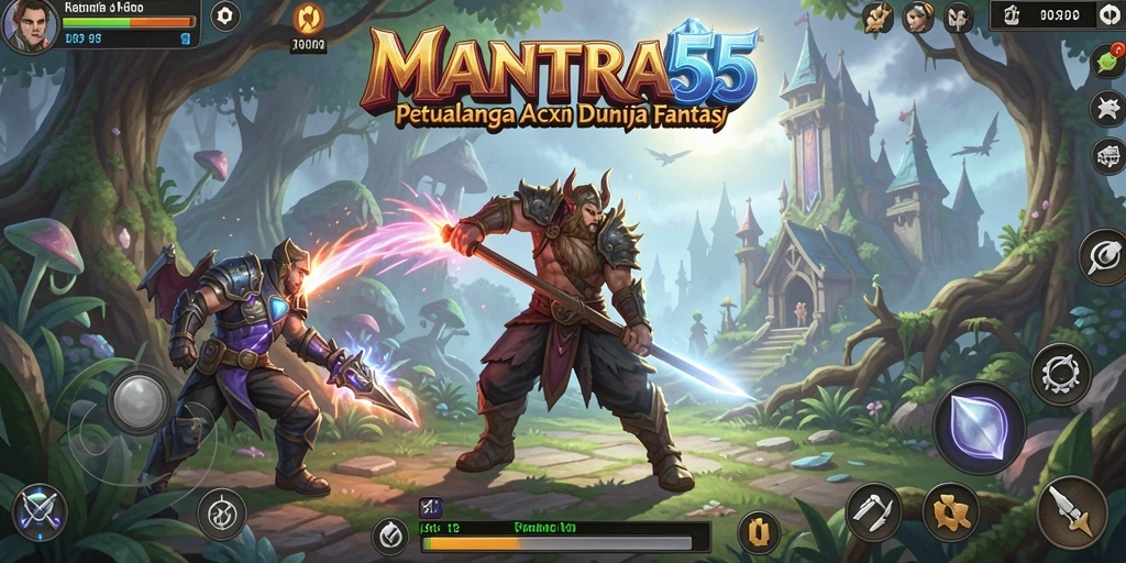 Tampilan seru gameplay ARPG di MANTRA55 dengan aksi menegangkan.