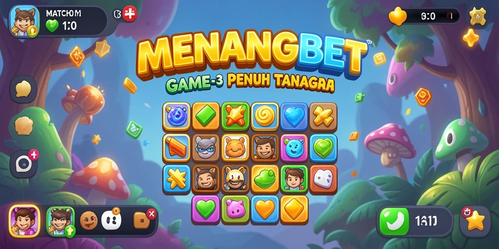 Tampilan gameplay Match-3 yang seru dan penuh warna.