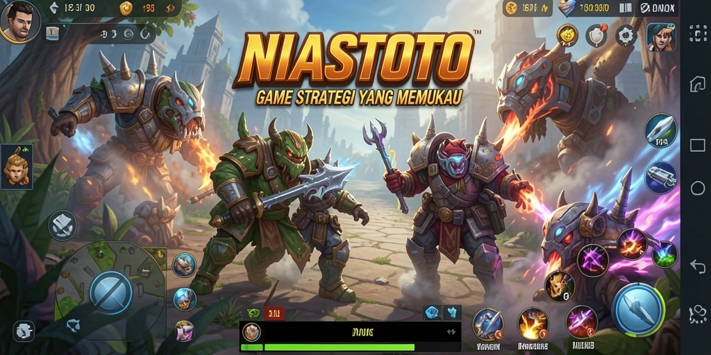 Tangkapan layar utama NIASTOTO menampilkan aksi gameplay SLG yang intens.