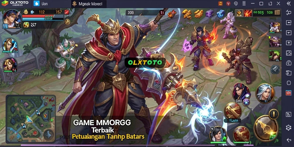 Tangkapan layar gameplay OLXTOTO menampilkan pertempuran epik di dunia MMORPG.