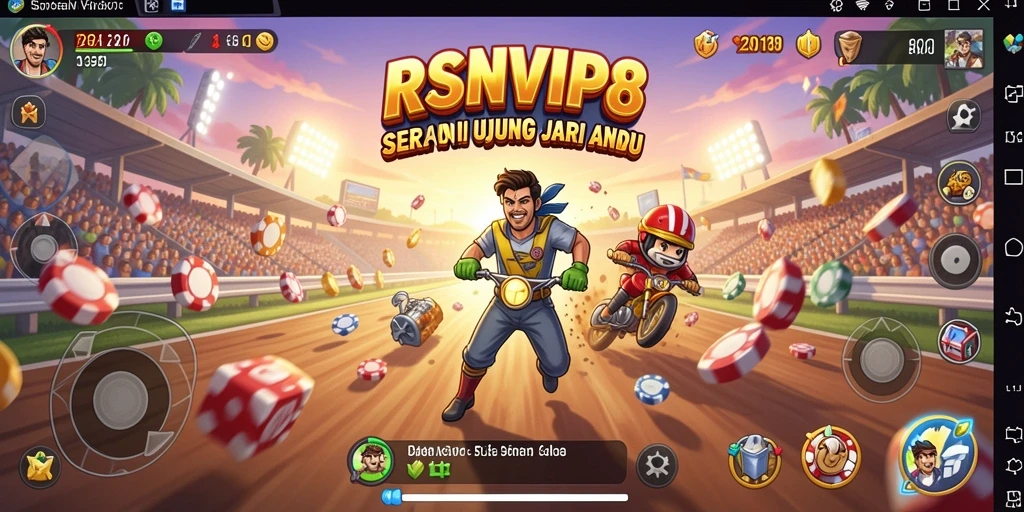 Gameplay seru RSNVIP8 dengan mobil dan trek yang menarik.