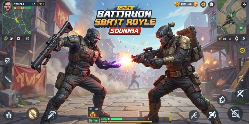 Tampilan gameplay SPIN88 yang mendebarkan dalam pertarungan Battle Royale.