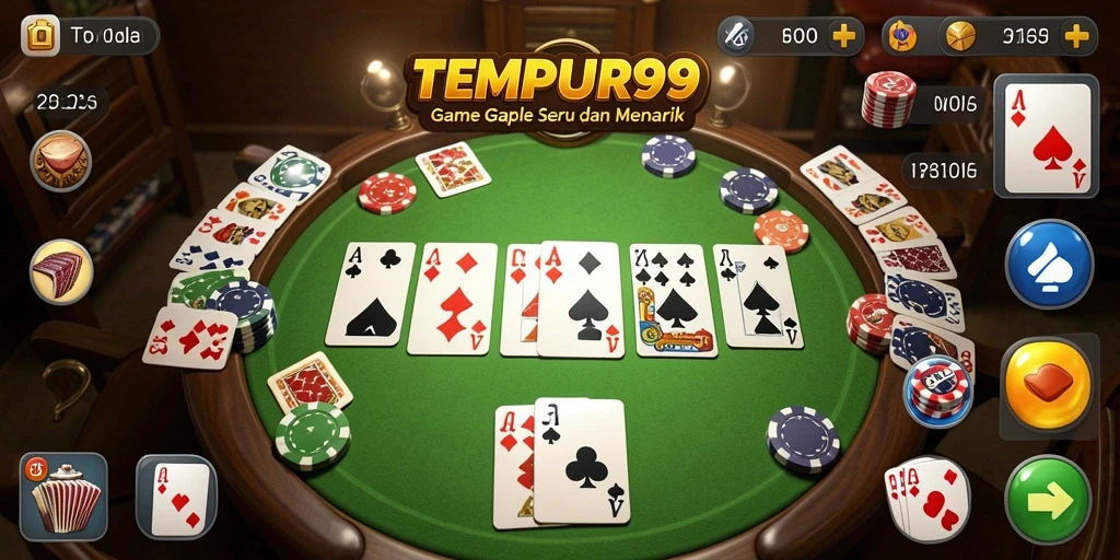 Tampilan gameplay Gaple yang seru dan menantang di TEMPUR99.
