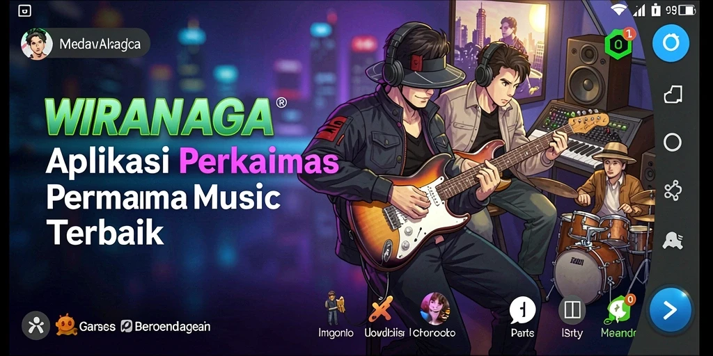 Screenshot WIRANAGA menampilkan pemain yang beraksi dalam permainan musik.